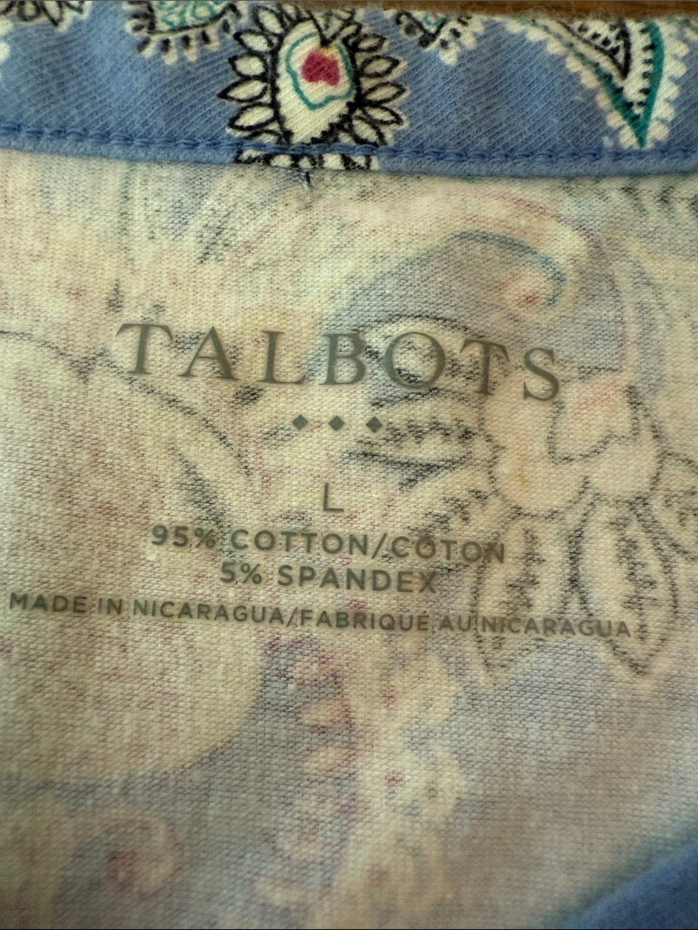 Talbots Blue and Pink Paisley Sleeveless V-Neck Top Size Large - Picture 3 of 5